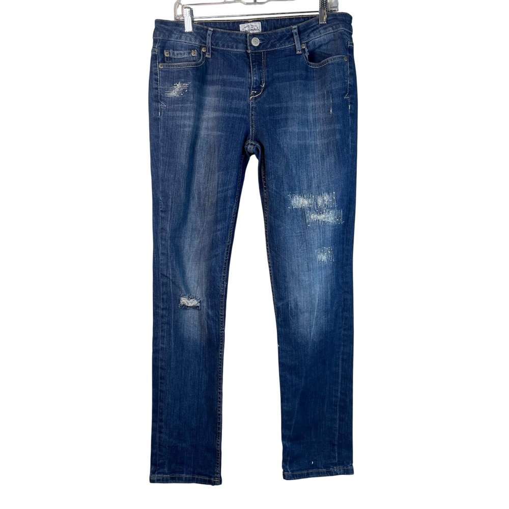 Aeropostale Bayla Skinny Jeans Womens Blue Distressed Low Rise Size‎ i13/14